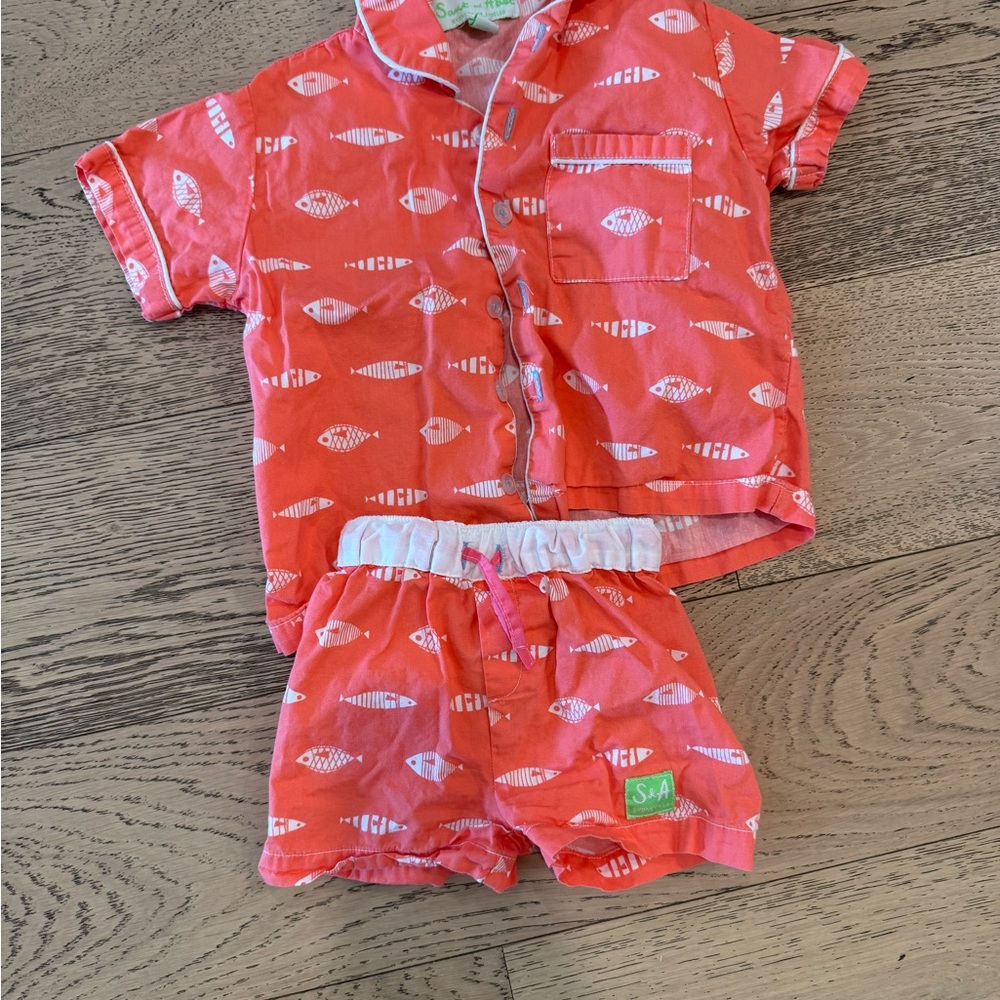 Coral Fish Print Pajama Set